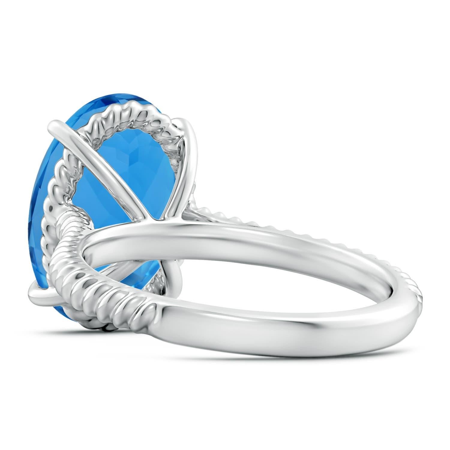 Anello Angara Nature certificato GIA con Topazio Blu Svizzero ovale da 7,22 ct in oro massiccio 14K In condizioni Nuovo in vendita a Los Angeles, CA