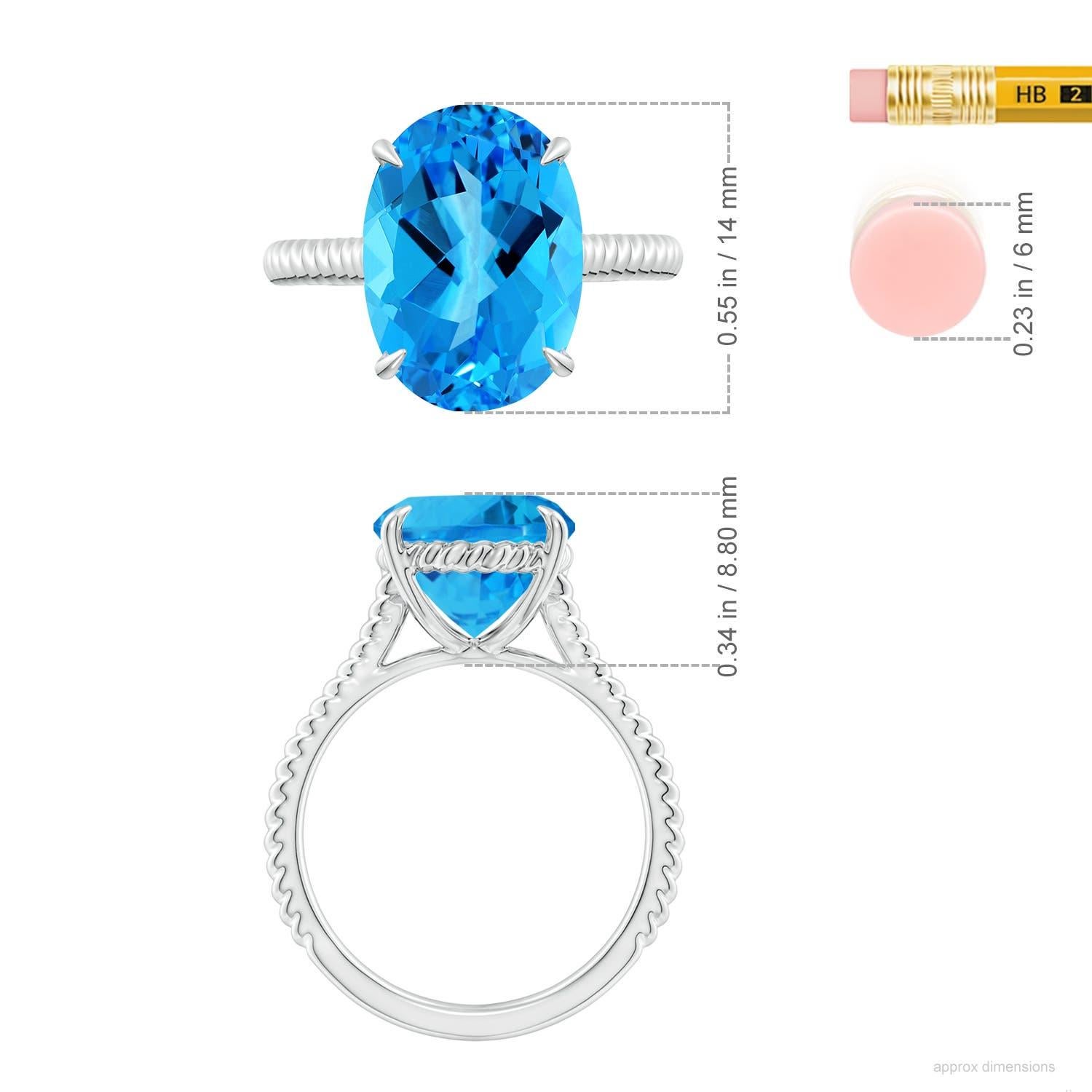 Anello Angara Nature certificato GIA con Topazio Blu Svizzero ovale da 7,22 ct in oro massiccio 14K in vendita 1