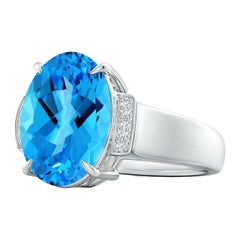 Anello Angara Nature certificato GIA con Topazio Blu Svizzero ovale da 7,22 ct in oro massiccio 14K