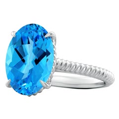 Anello Angara Nature certificato GIA con Topazio Blu Svizzero ovale da 7,22 ct in oro massiccio 14K
