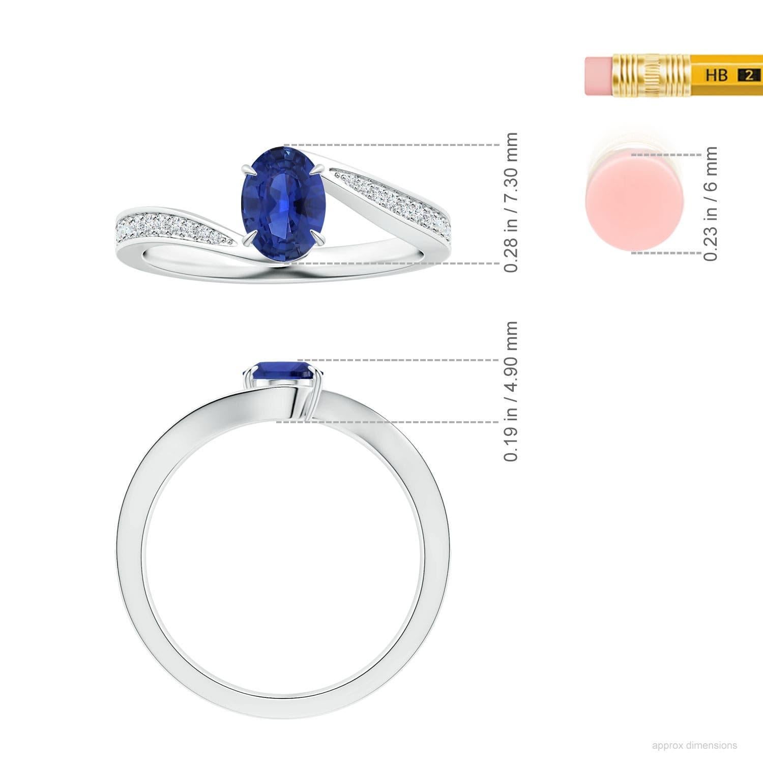 Angara Bague en or 14K avec saphir bleu ovale naturel certifié GIA et diamant Neuf - En vente à Los Angeles, CA