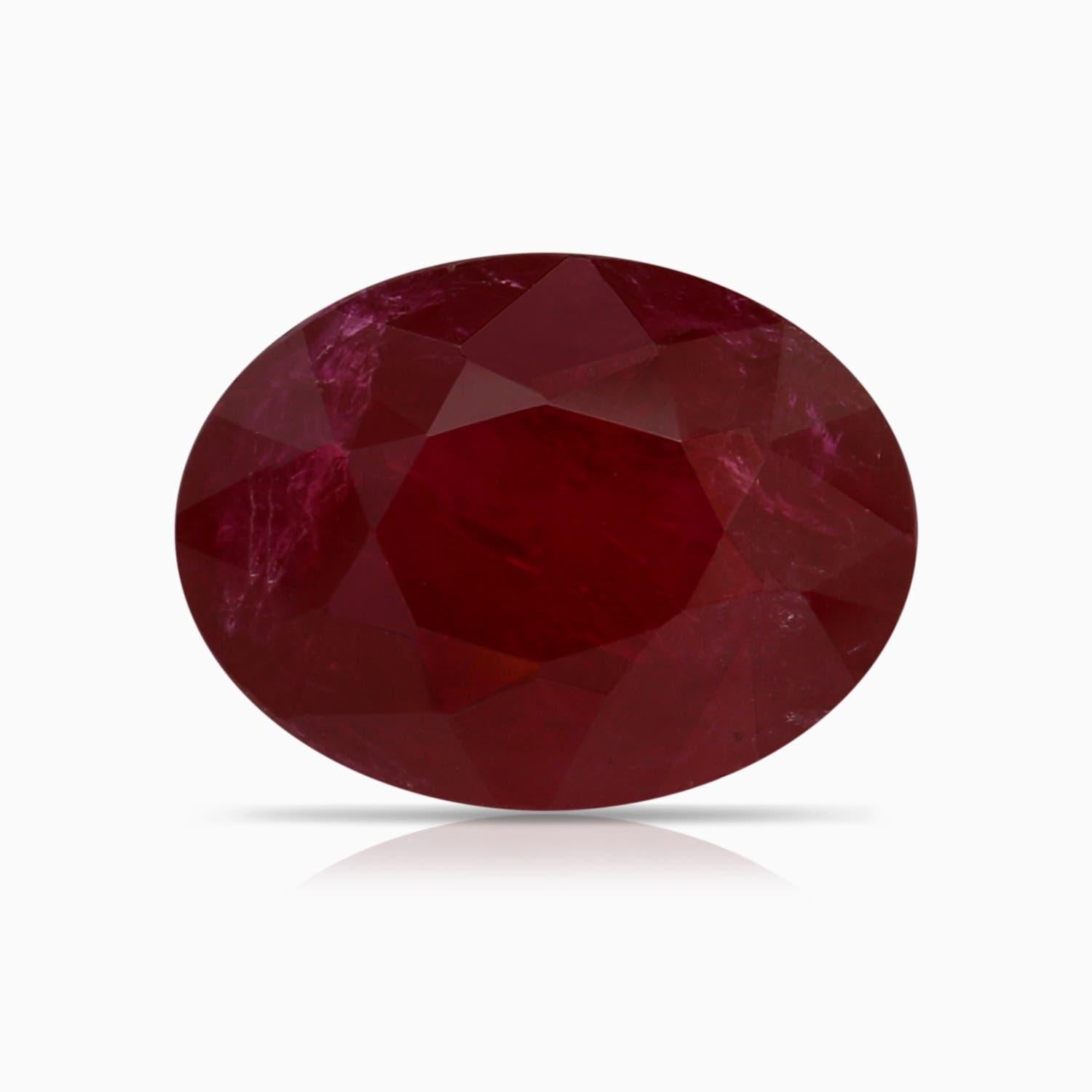 Bague à 3 pierres en or massif 14K avec rubis ovale certifié GIA et diamant Angara Nature Pour femmes en vente