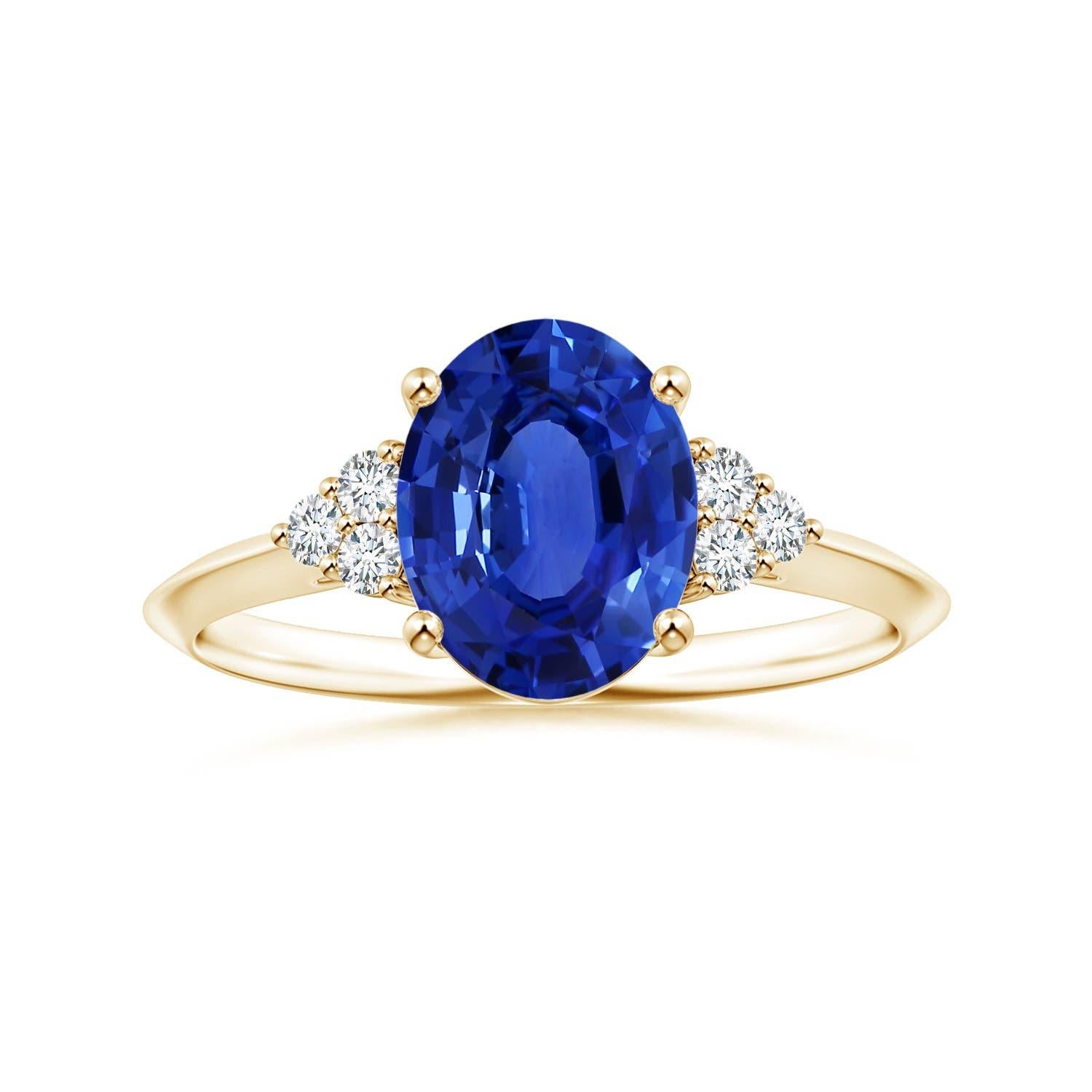 Bague Angara en or 14 carats pour femme, saphir ovale naturel certifié GIA et diamants en vente 3