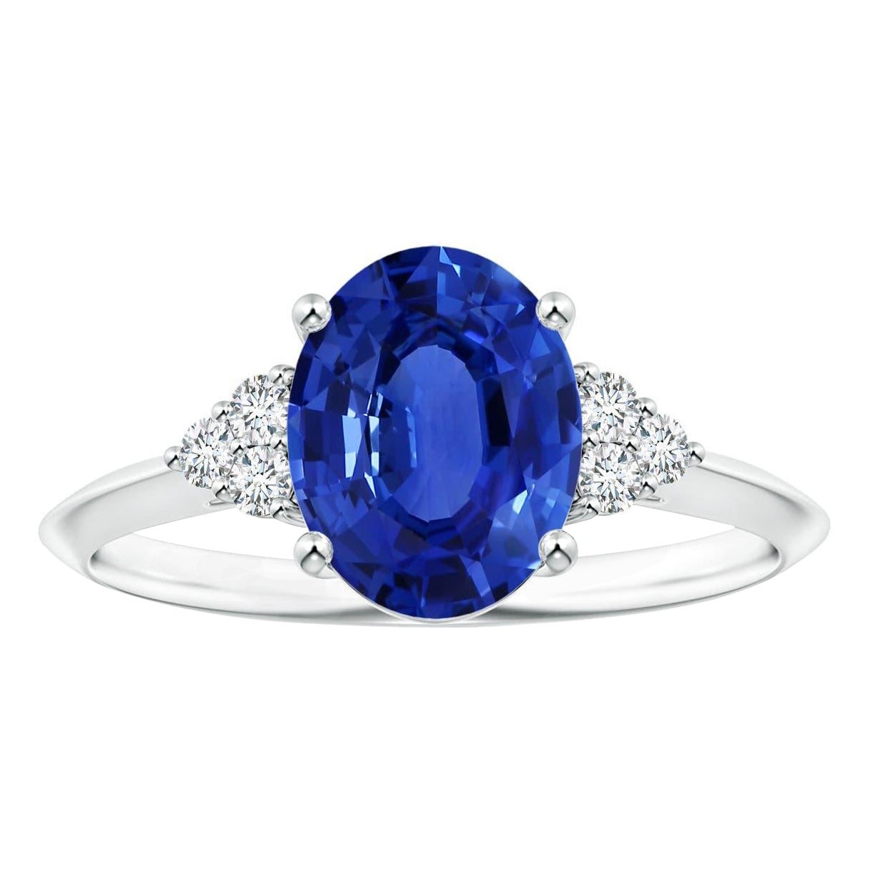 Bague Angara en or 14 carats pour femme, saphir ovale naturel certifié GIA et diamants