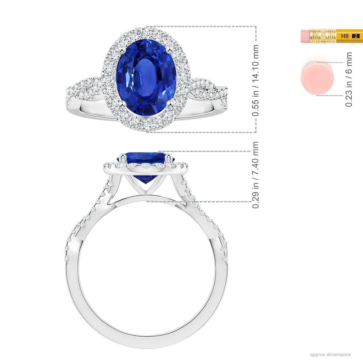 Donna Anello aureola con zaffiro ovale certificato GIA di Angara e diamanti in oro 14K in vendita