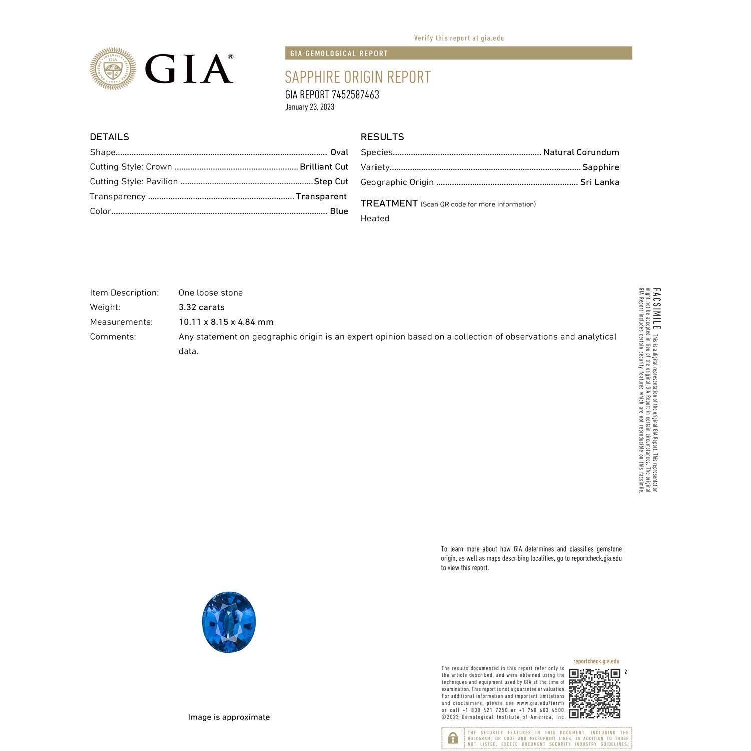 Moderne Pendentif en or 14K avec saphir ovale naturel certifié GIA et diamants Angara en vente