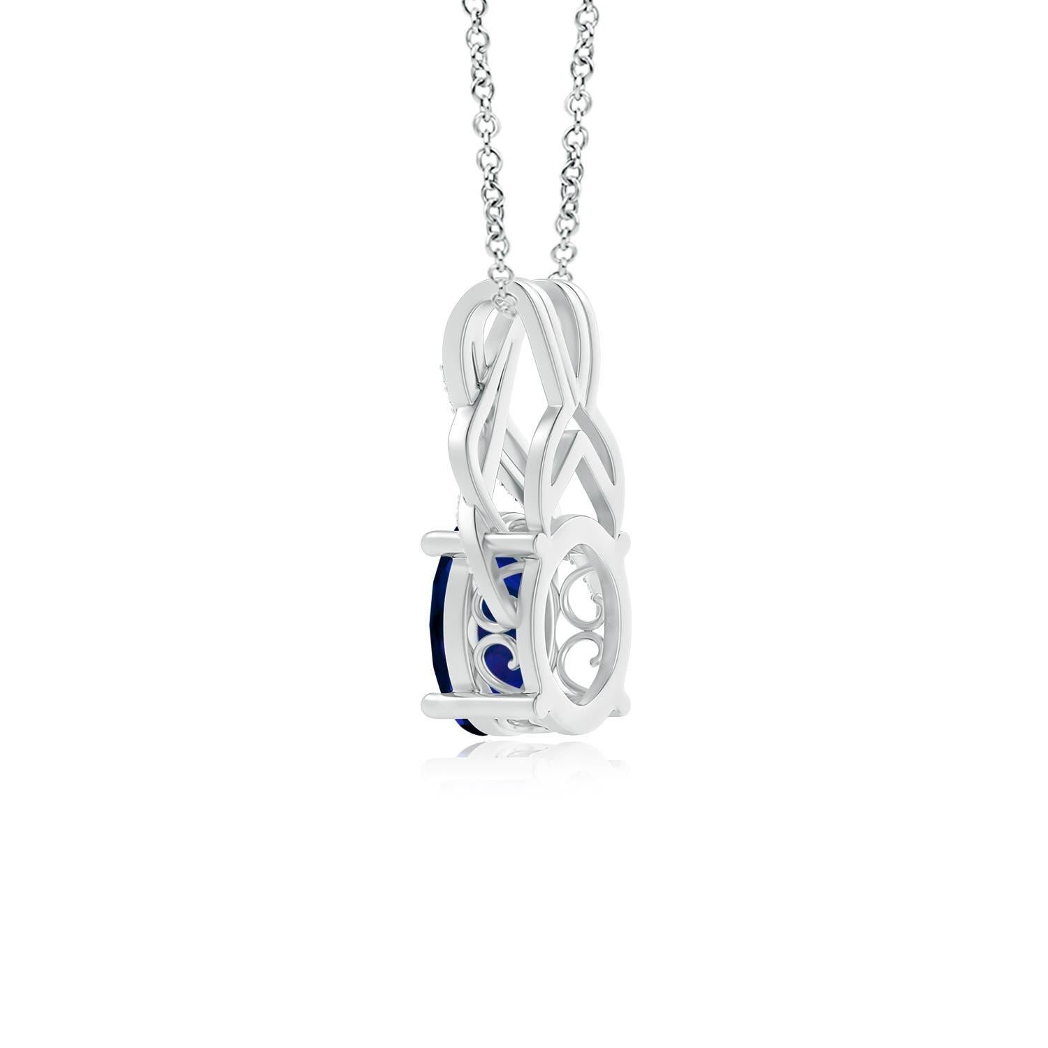 Taille ovale Pendentif en or 14K avec saphir ovale naturel certifié GIA et diamants Angara en vente