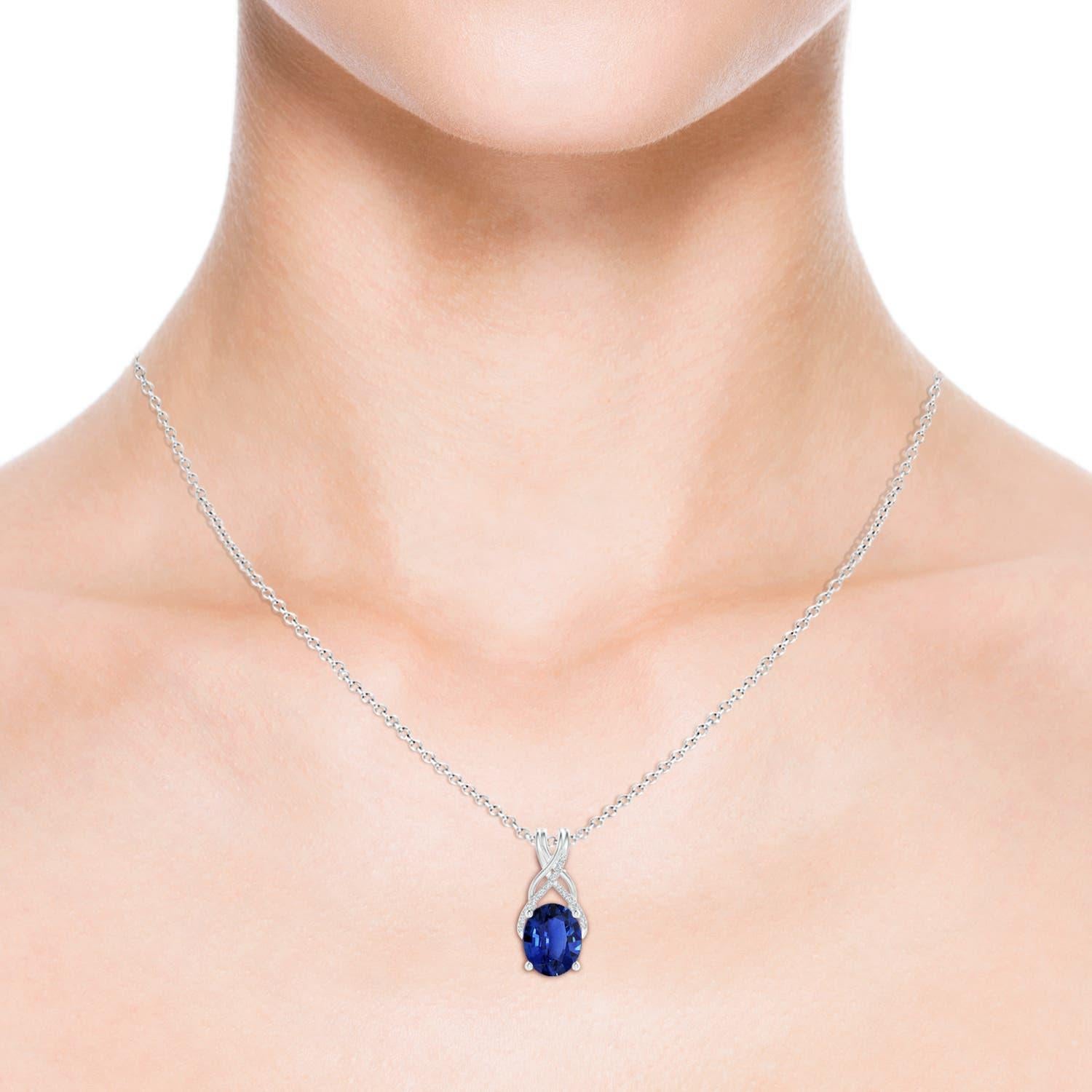 Pendentif en or 14K avec saphir ovale naturel certifié GIA et diamants Angara Neuf - En vente à Los Angeles, CA