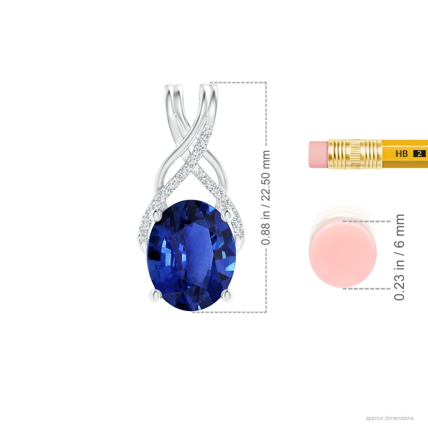 Pendentif en or 14K avec saphir ovale naturel certifié GIA et diamants Angara Pour femmes en vente