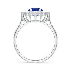 Angara Natural GIA Certified Oval Sapphire Ring with Diamond Halo in 14K Gold
