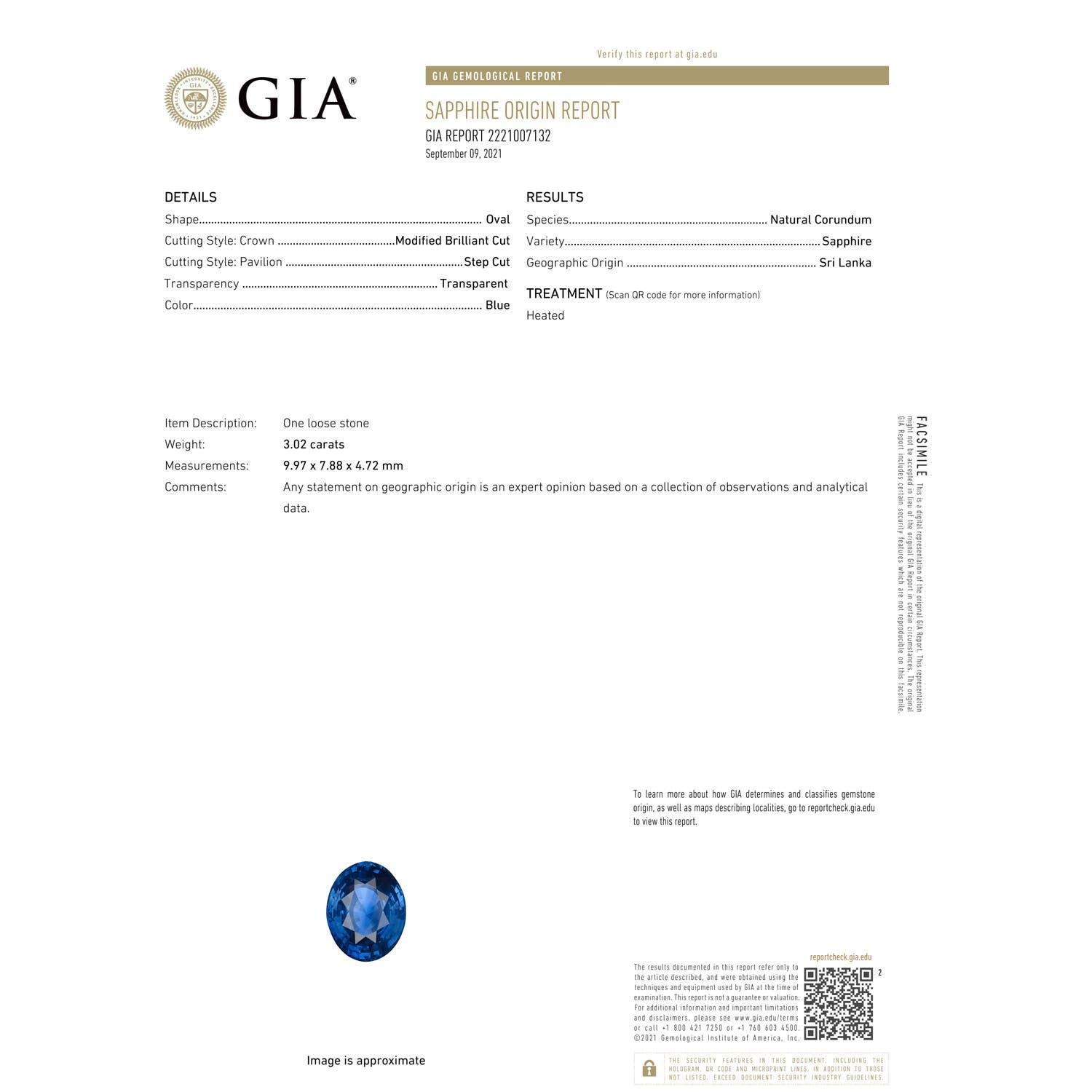 Moderno Anello con zaffiro ovale di Angara, certificato GIA, con diamante a raggiera in oro 14K in vendita