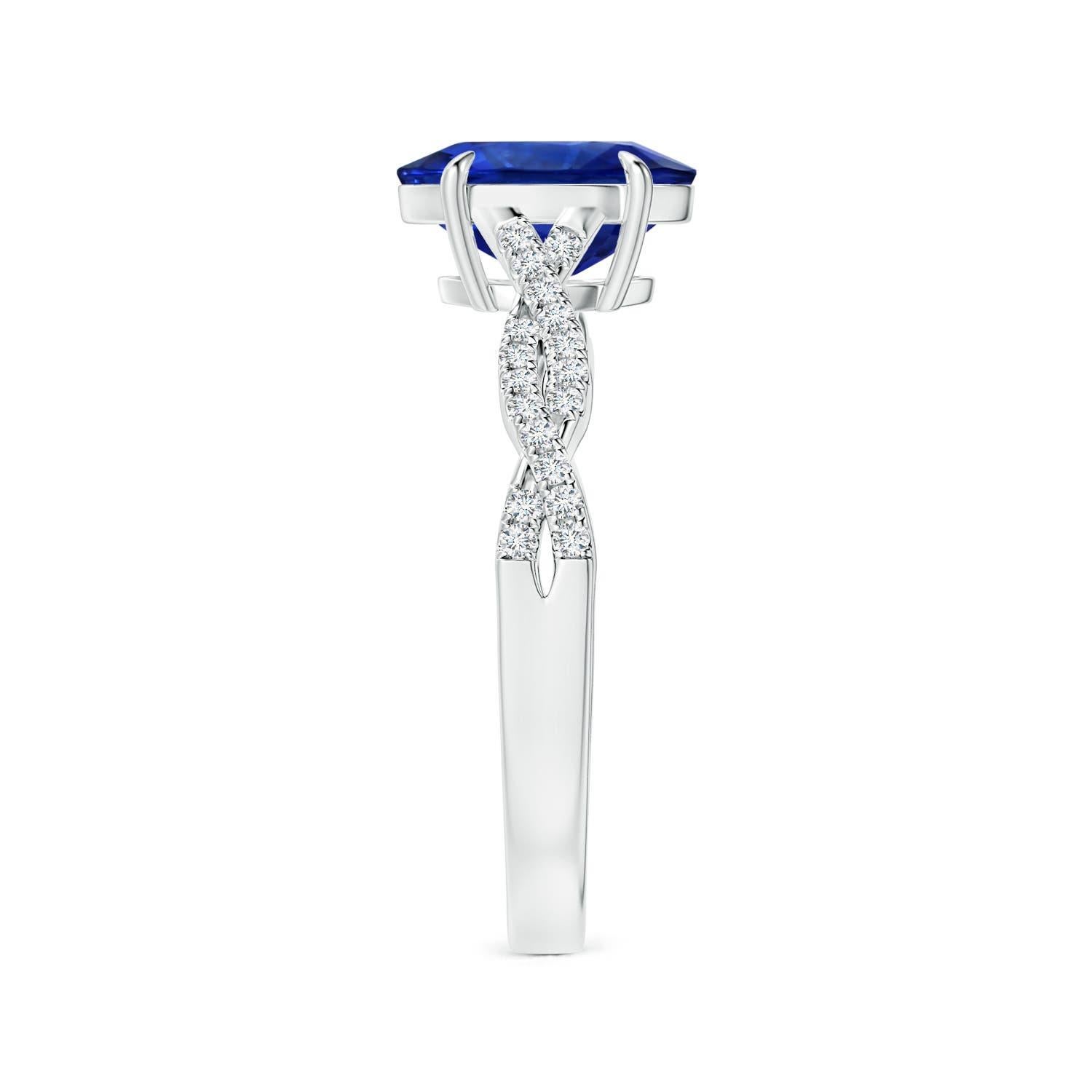 Taille ovale Angara Bague saphir ovale naturel certifié GIA avec diamant en or 14K Femme en vente