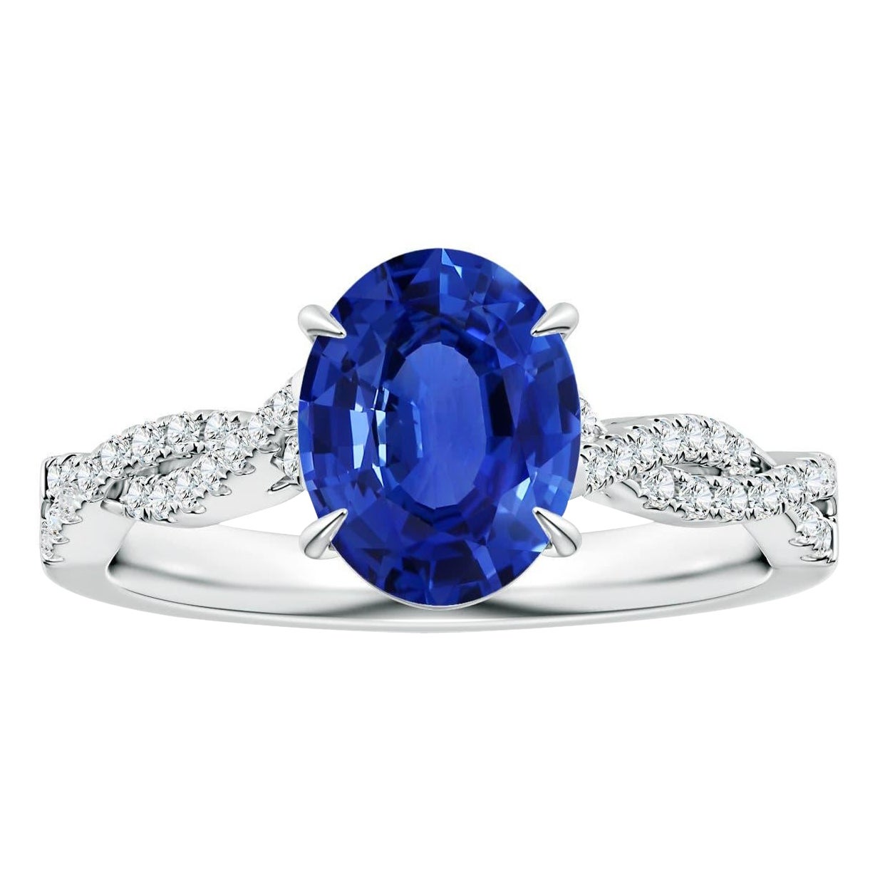 Angara Bague saphir ovale naturel certifié GIA avec diamant en or 14K Femme