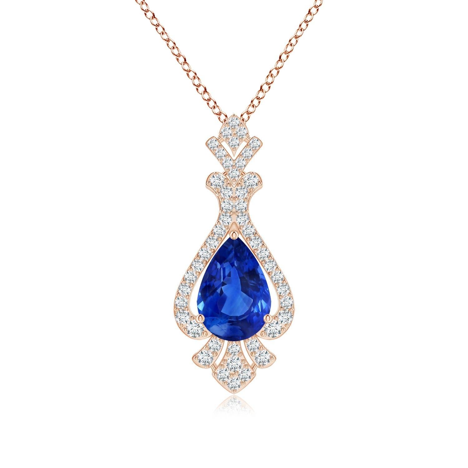 Pendentif en or 14K avec saphir bleu Angara certifié GIA en forme de poire de 4,16ct en vente 4