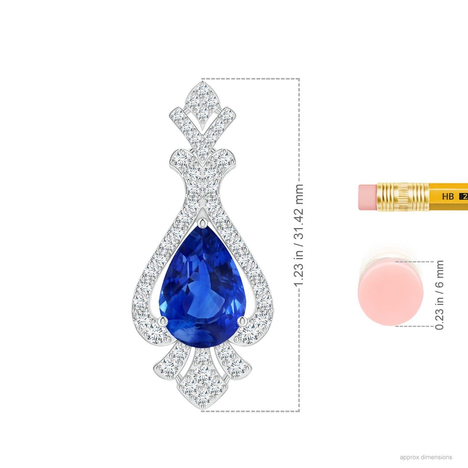 Pendentif en or 14K avec saphir bleu Angara certifié GIA en forme de poire de 4,16ct Pour femmes en vente
