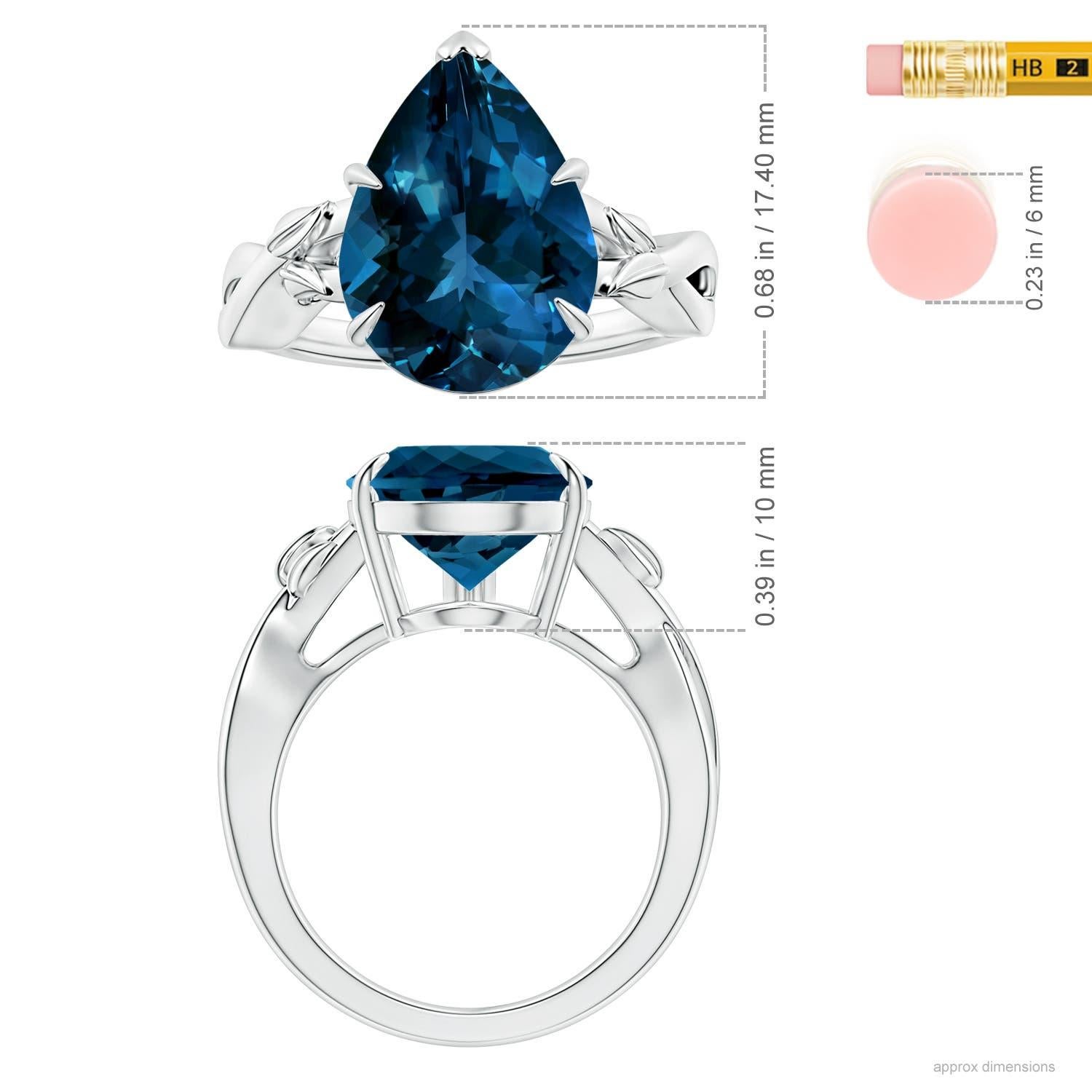 Angara natürlichen GIA zertifiziert Birne Form 9,7ct Londoner Blautopas Ring in 14K Gold Damen im Angebot
