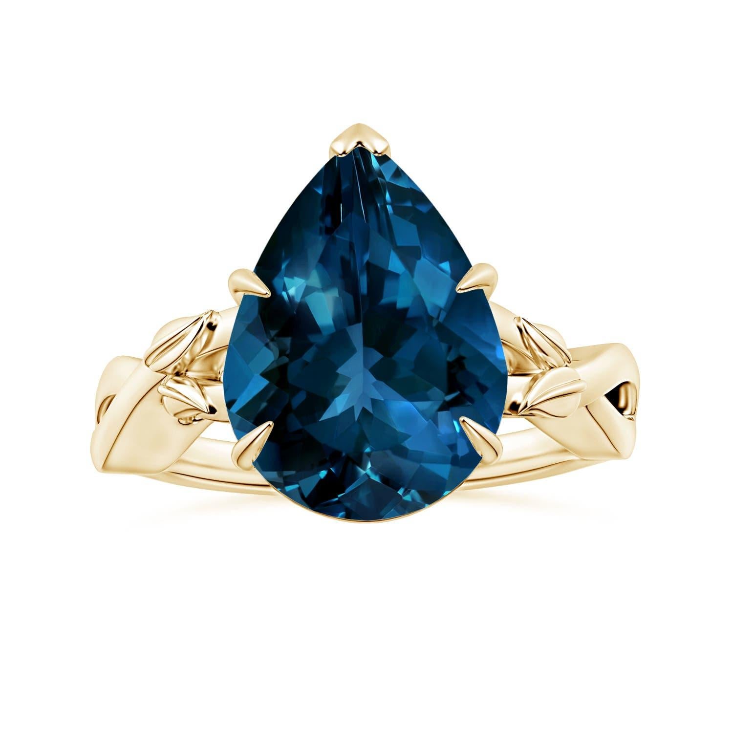 Angara natürlichen GIA zertifiziert Birne Form 9,7ct Londoner Blautopas Ring in 14K Gold im Angebot 1