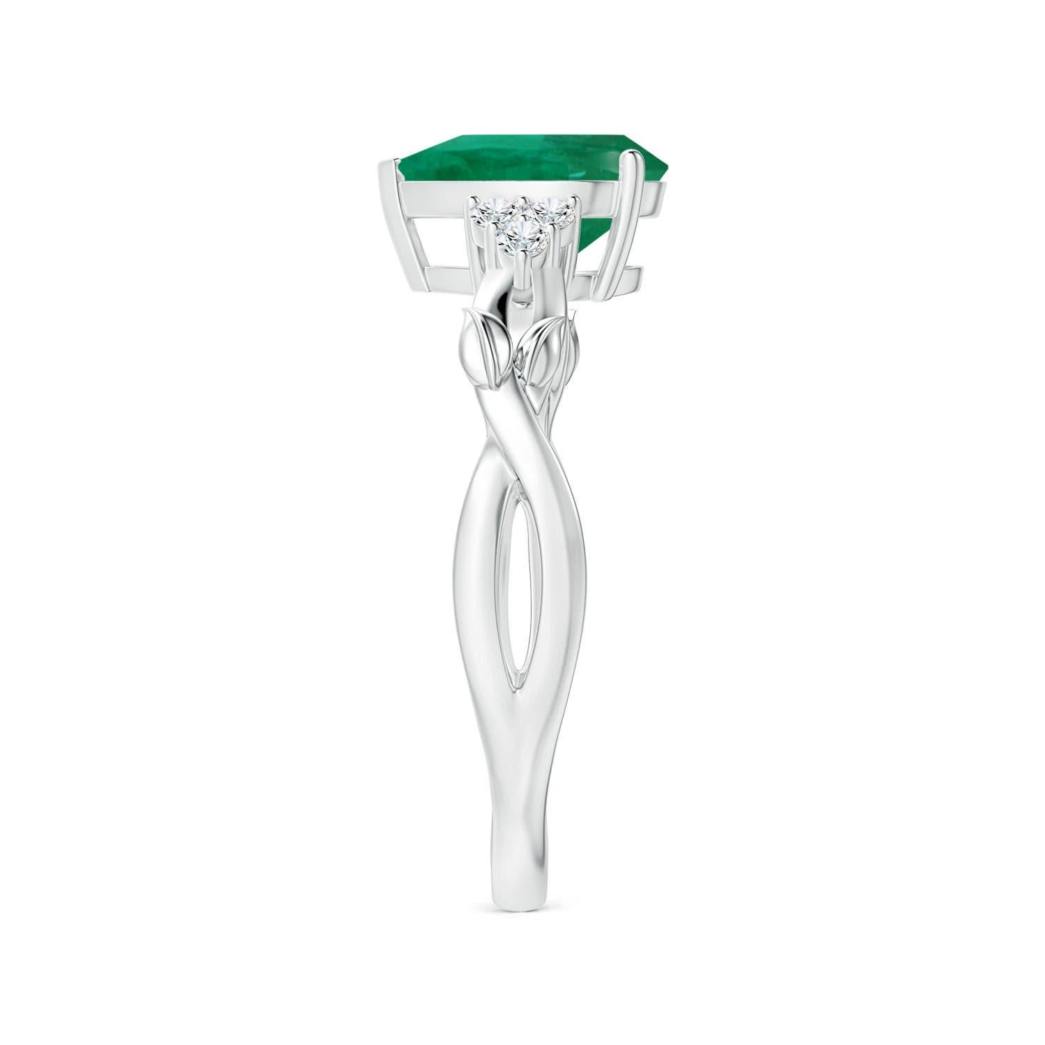 Angara Anillo de diamantes esmeralda naturales con certificado GIA en forma de pera de 1,5 ct en oro de 14 quilates Corte pera en venta