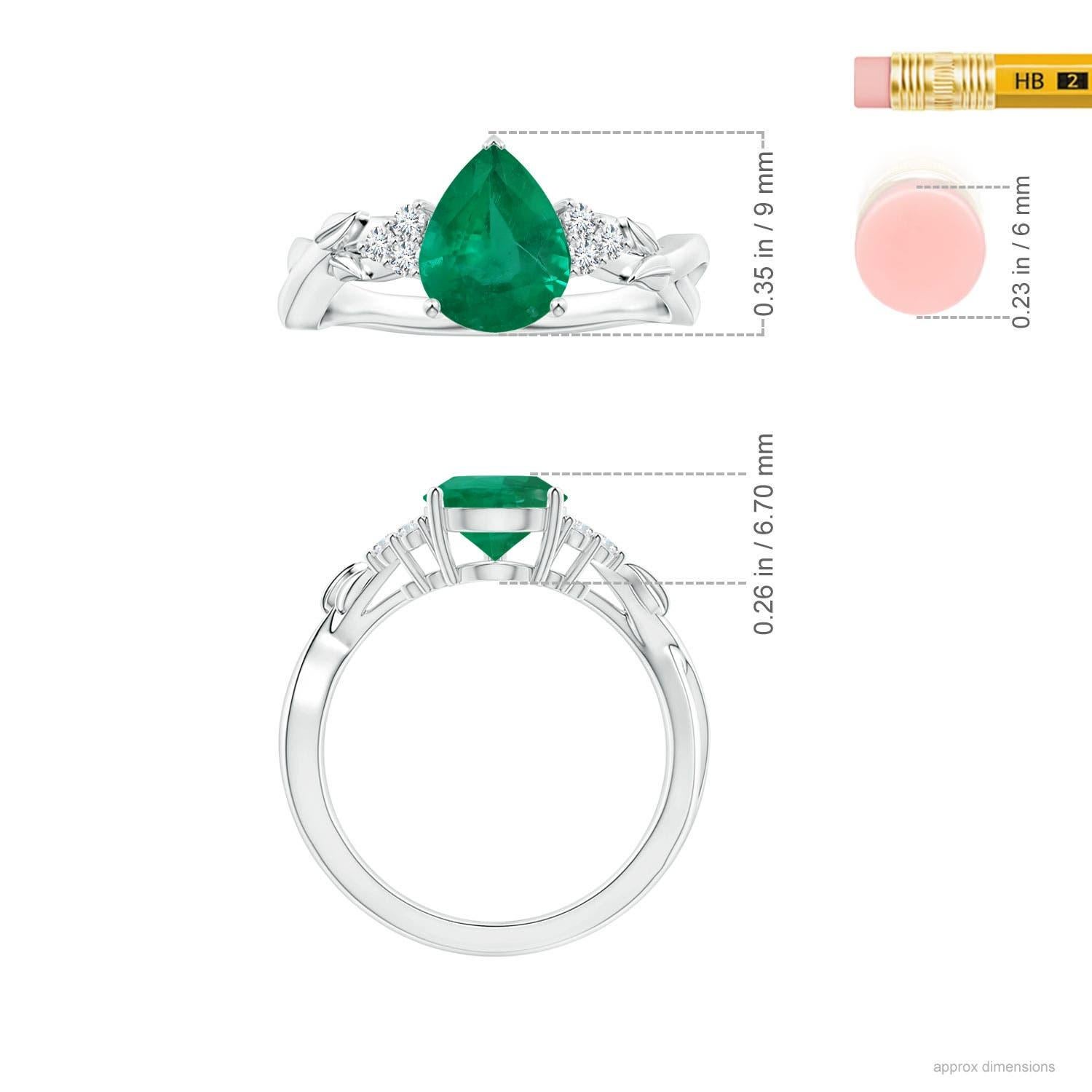 De las mujeres Angara Anillo de diamantes esmeralda naturales con certificado GIA en forma de pera de 1,5 ct en oro de 14 quilates en venta