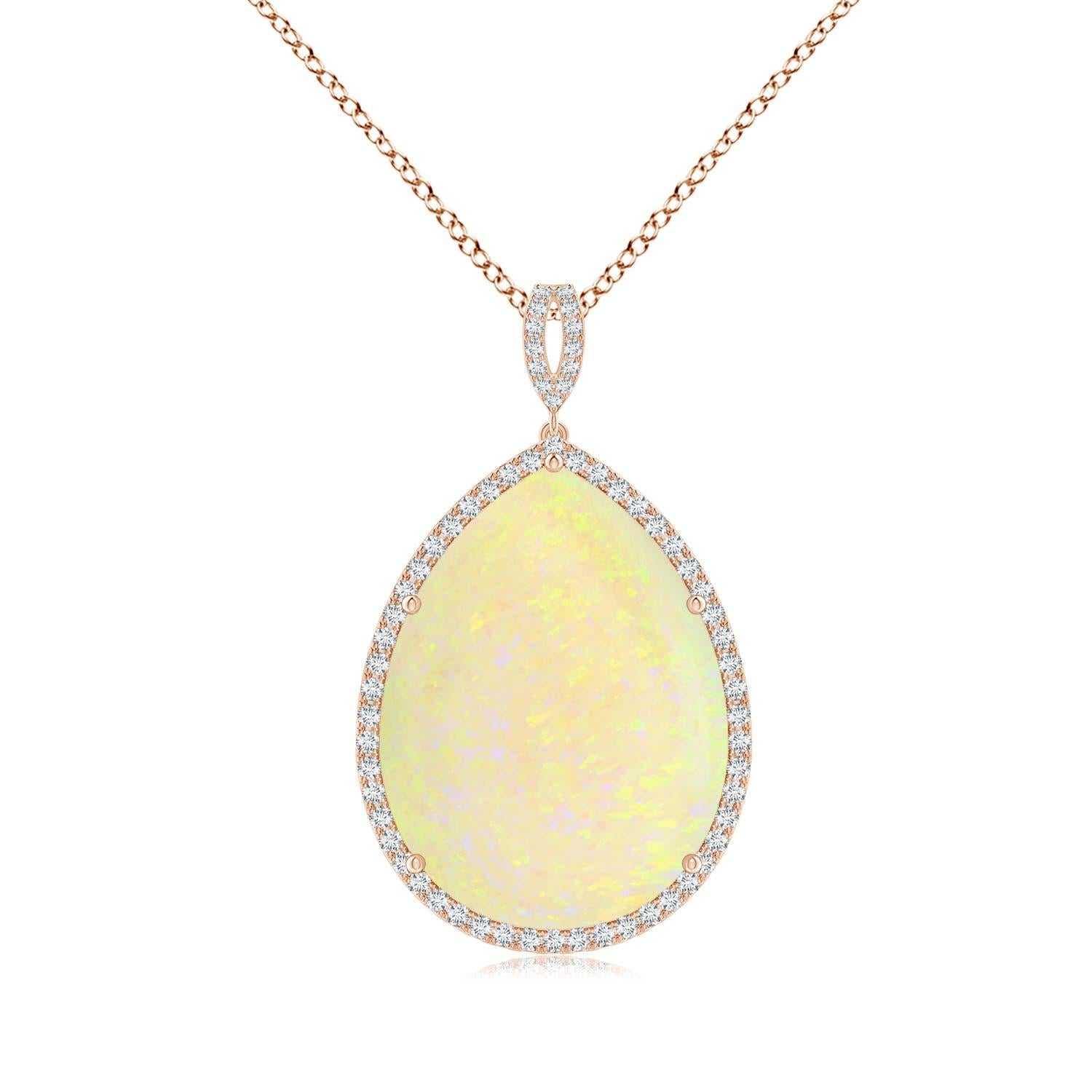 Angara Natural GIA zertifiziert birnenförmigen 16,84 ct Opal Halo Anhänger in 14K Gold im Angebot 4