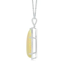Angara Natural GIA Certified Pear-Shaped 16.84 ct Opal Halo Pendant in 14K Gold