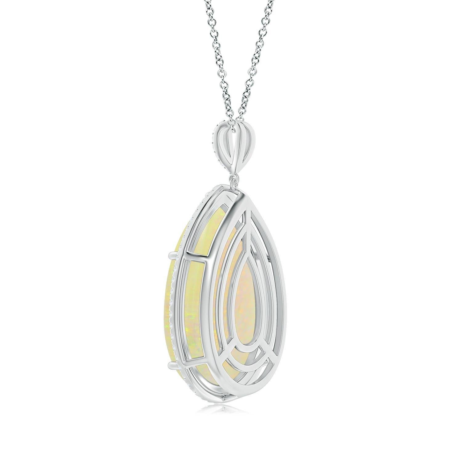 Angara Natural GIA zertifiziert birnenförmigen 16,84 ct Opal Halo Anhänger in 14K Gold (Tropfenschliff) im Angebot