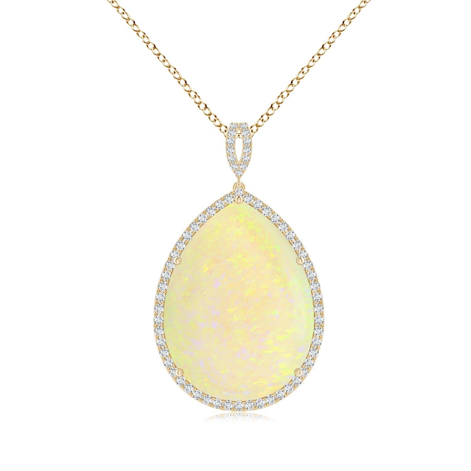 Angara Natural GIA zertifiziert birnenförmigen 16,84 ct Opal Halo Anhänger in 14K Gold im Angebot 3