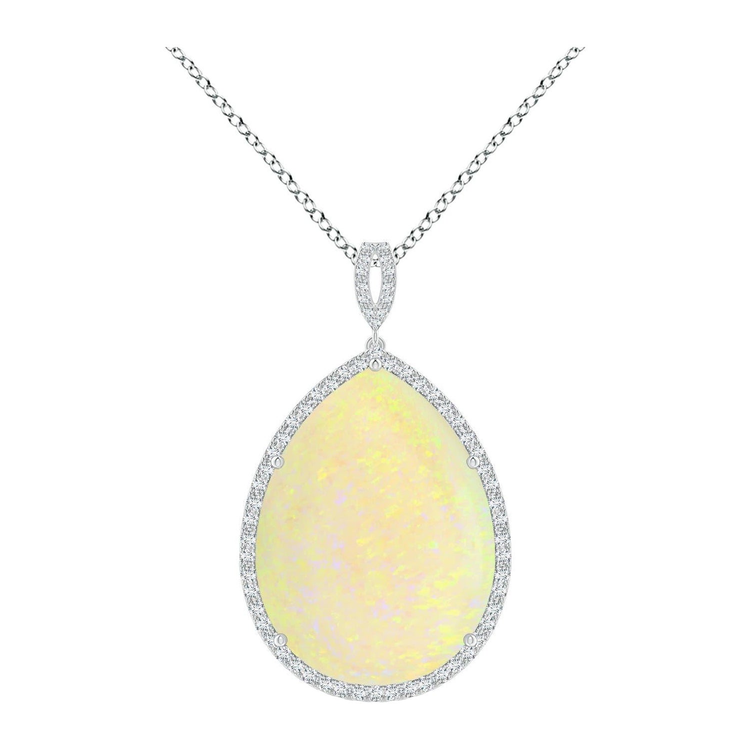 Angara Natural GIA zertifiziert birnenförmigen 16,84 ct Opal Halo Anhänger in 14K Gold