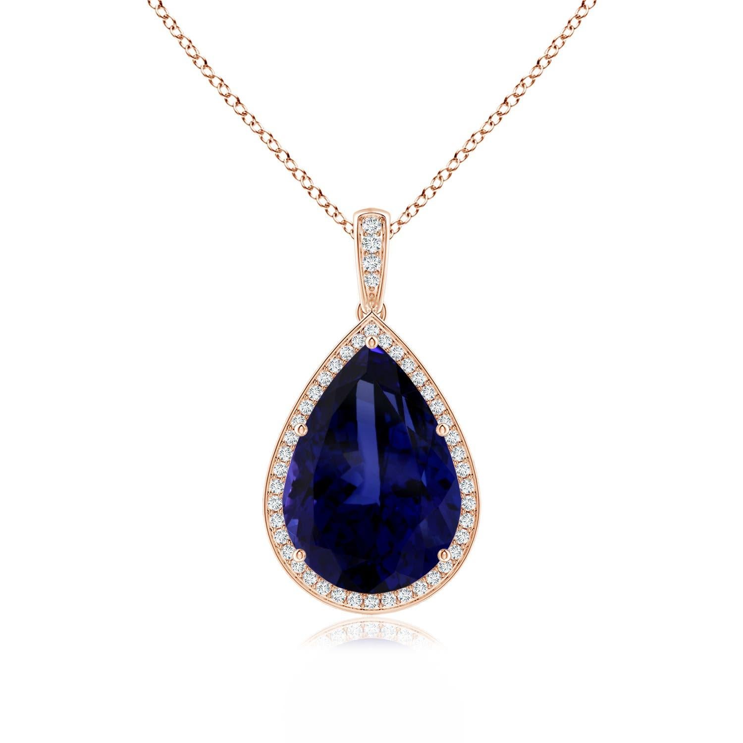 Angara Natural GIA zertifiziert birnenförmigen 18,25 ct Tansanit Anhänger in 14K Gold im Angebot 4