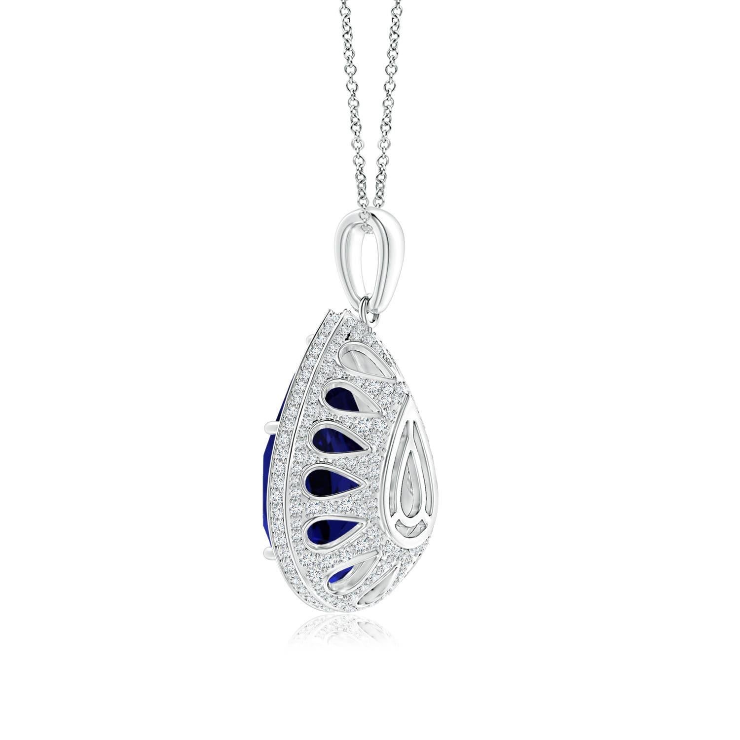Angara Natural GIA zertifiziert birnenförmigen 18,25 ct Tansanit Anhänger in 14K Gold (Tropfenschliff) im Angebot