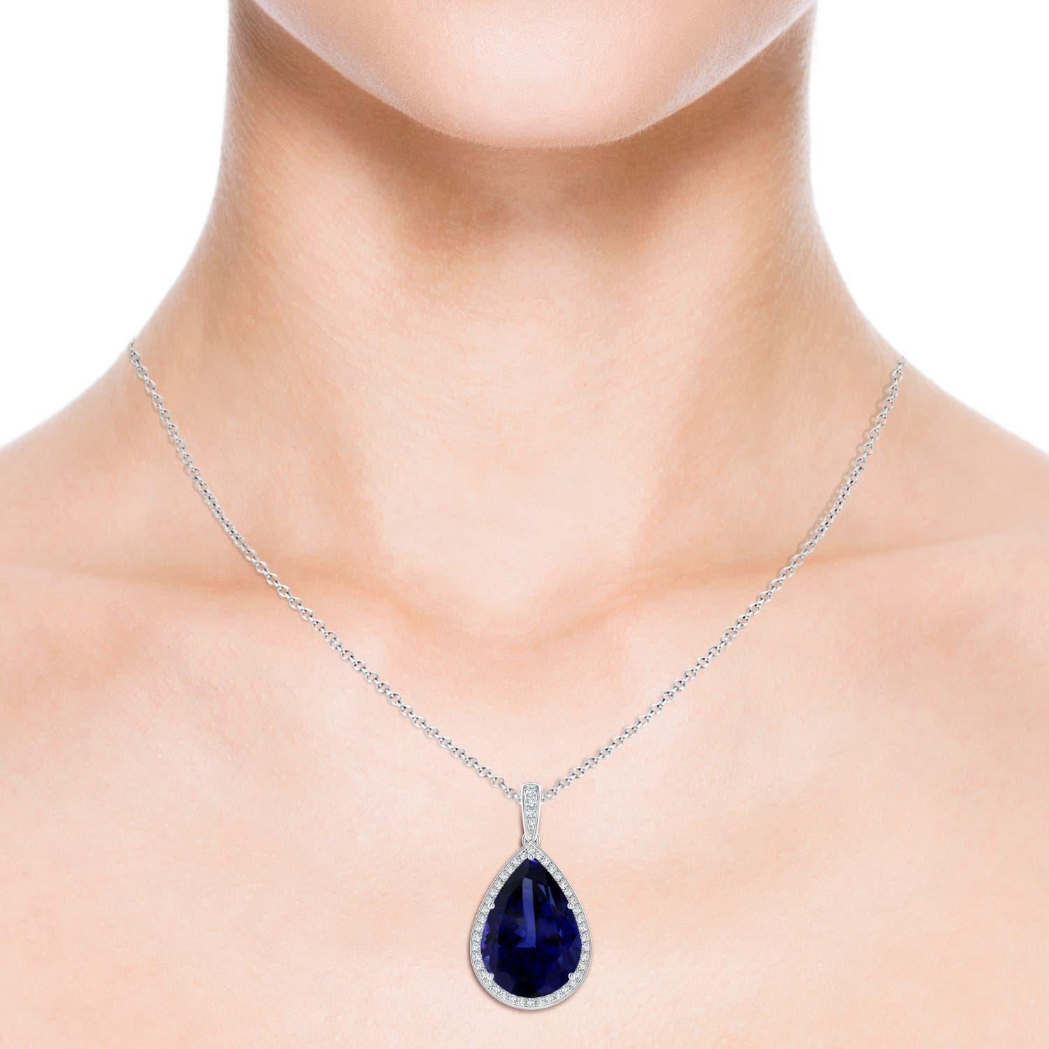 Angara Natural GIA zertifiziert birnenförmigen 18,25 ct Tansanit Anhänger in 14K Gold im Zustand „Neu“ im Angebot in Los Angeles, CA