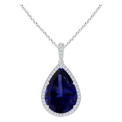 Angara Natural GIA zertifiziert birnenförmigen 18,25 ct Tansanit Anhänger in 14K Gold