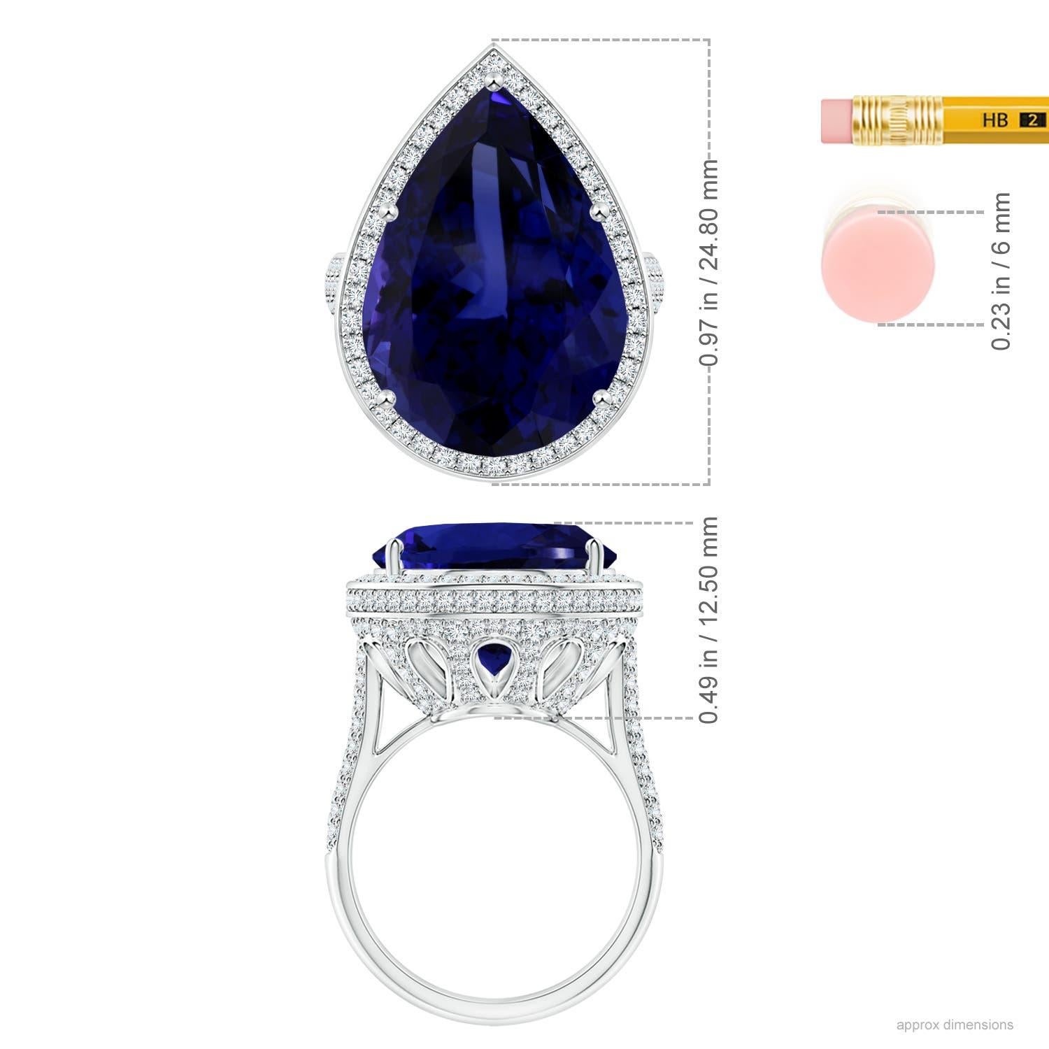 Angara Bague en or 14K avec Tanzanite en forme de poire certifiée GIA 18.25 ct Pour femmes en vente