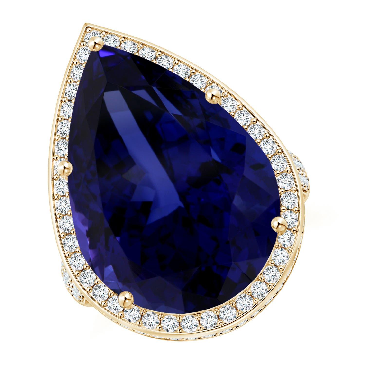 Angara Bague en or 14K avec Tanzanite en forme de poire certifiée GIA 18.25 ct en vente 3