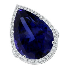 Angara Natural GIA Certified Pear-Shaped 18.25 ct Tanzanite Ring in 14K Gold