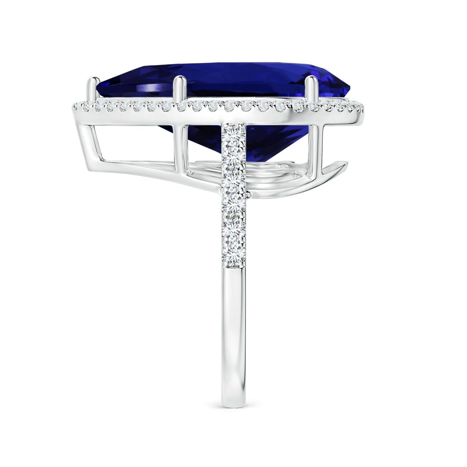 Taille poire Angara Bague Halo en or 14K avec Tanzanite en forme de poire certifiée GIA de 18,25ct en vente