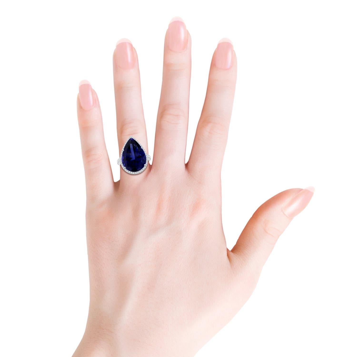 Angara Bague Halo en or 14K avec Tanzanite en forme de poire certifiée GIA de 18,25ct Neuf - En vente à Los Angeles, CA