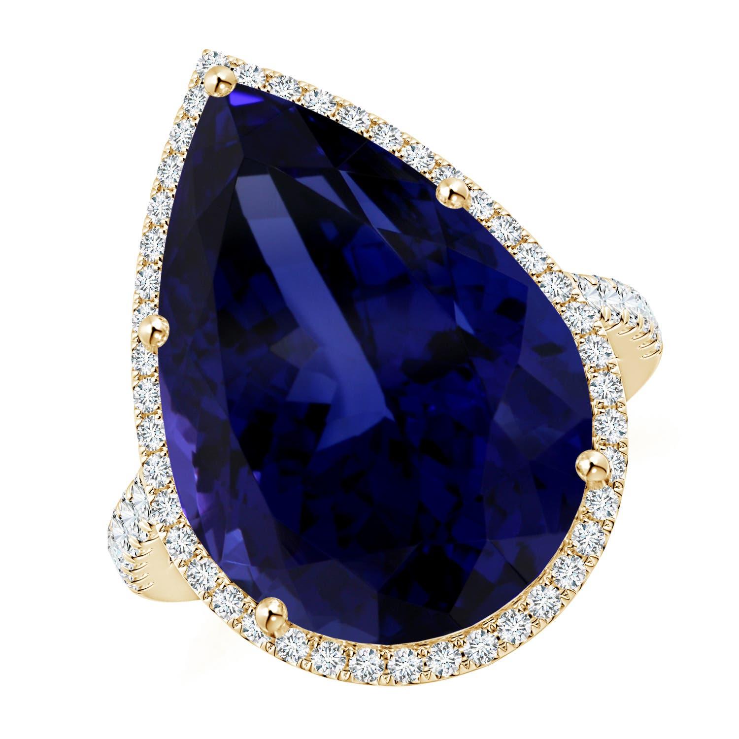 Angara Bague Halo en or 14K avec Tanzanite en forme de poire certifiée GIA de 18,25ct en vente 3