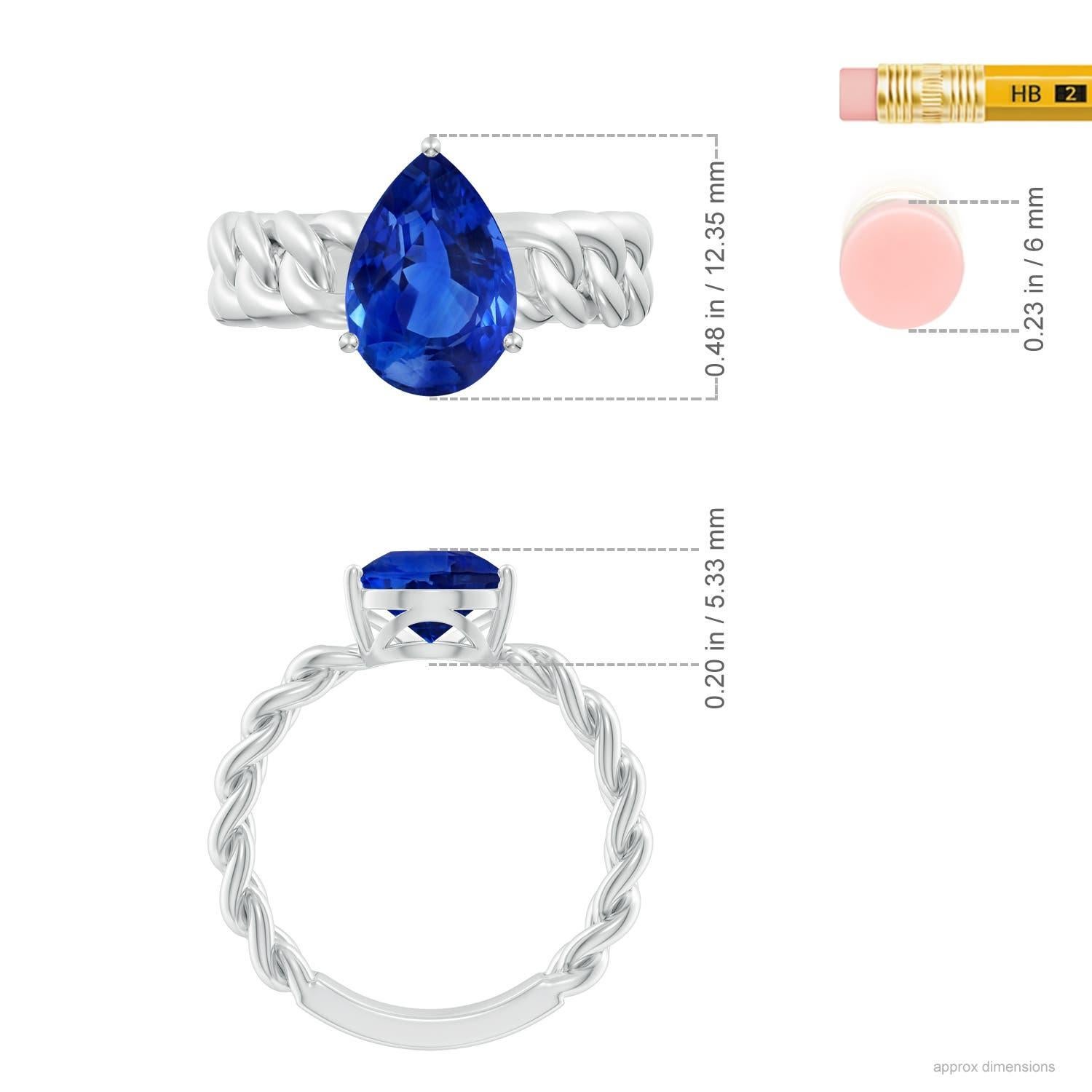 Anello con zaffiro blu Angara Nature certificato GIA a forma di pera da 4,16 carati in oro 14K in vendita 2