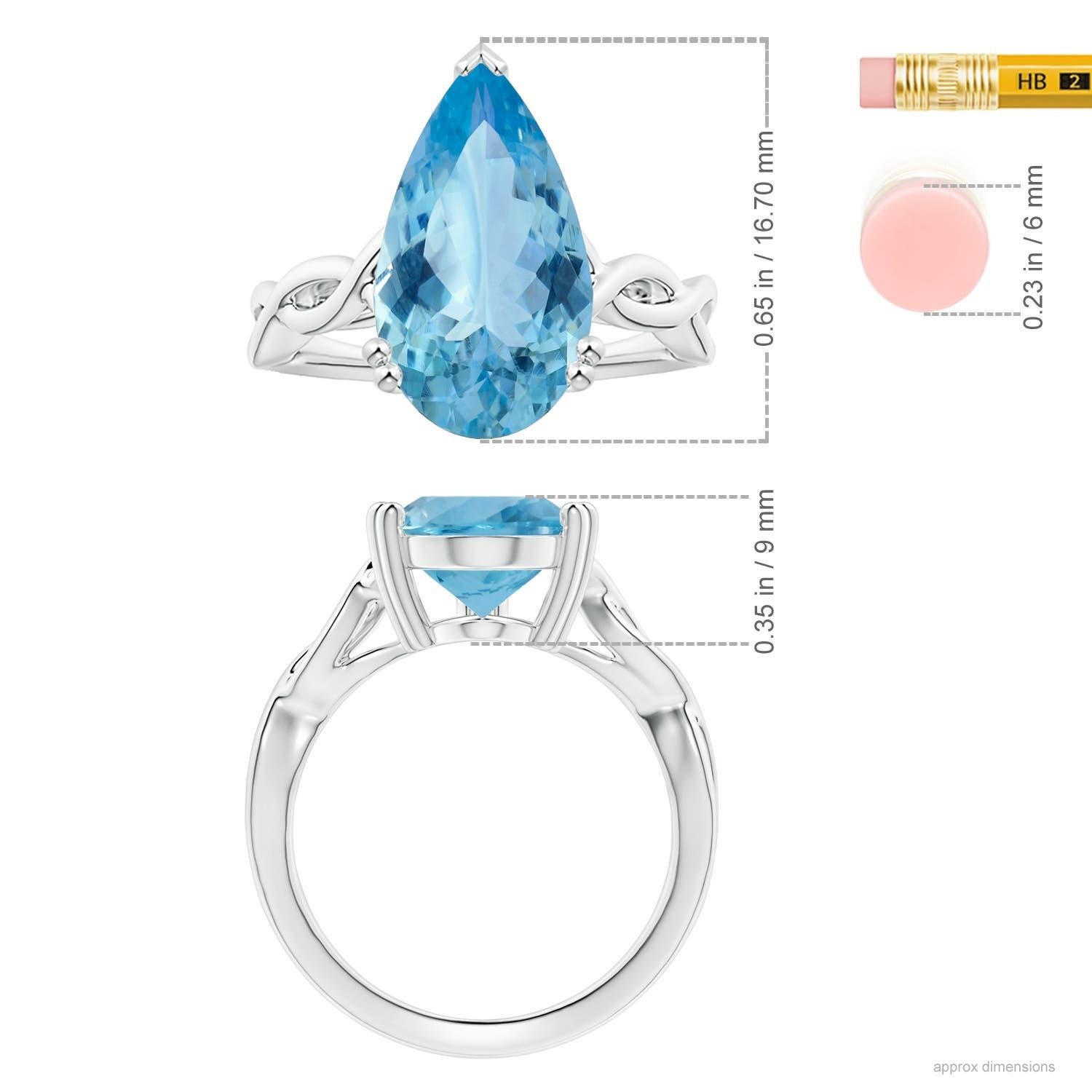 Angara Natural GIA zertifiziert birnenförmigen 4,28 ct Aquamarin Ring in 14K Gold Damen im Angebot