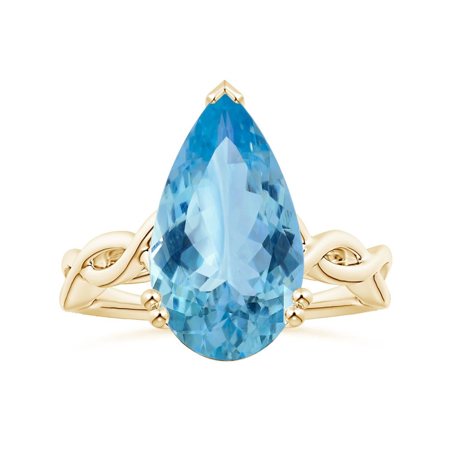 Angara Natural GIA zertifiziert birnenförmigen 4,28 ct Aquamarin Ring in 14K Gold im Angebot 3