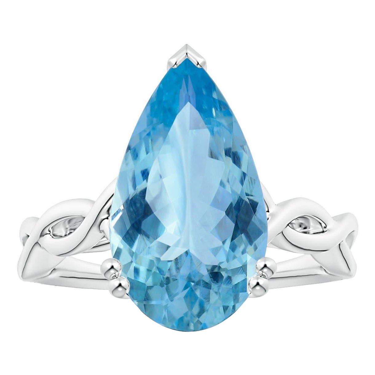 Angara Natural GIA zertifiziert birnenförmigen 4,28 ct Aquamarin Ring in 14K Gold im Angebot