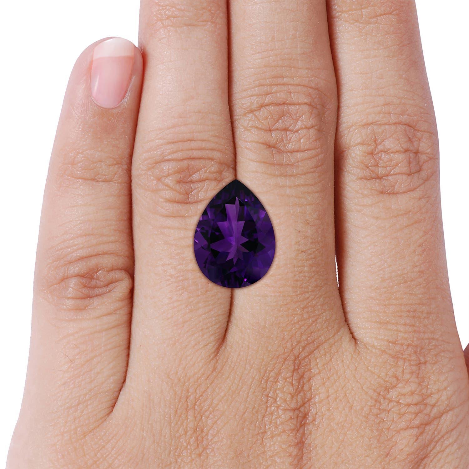 Anello di ametista Angara Nature certificato GIA a forma di pera da 7,33 carati in oro massiccio 14K in vendita 2