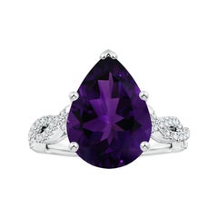 Anello di ametista Angara Nature certificato GIA a forma di pera da 7,33 carati in oro massiccio 14K