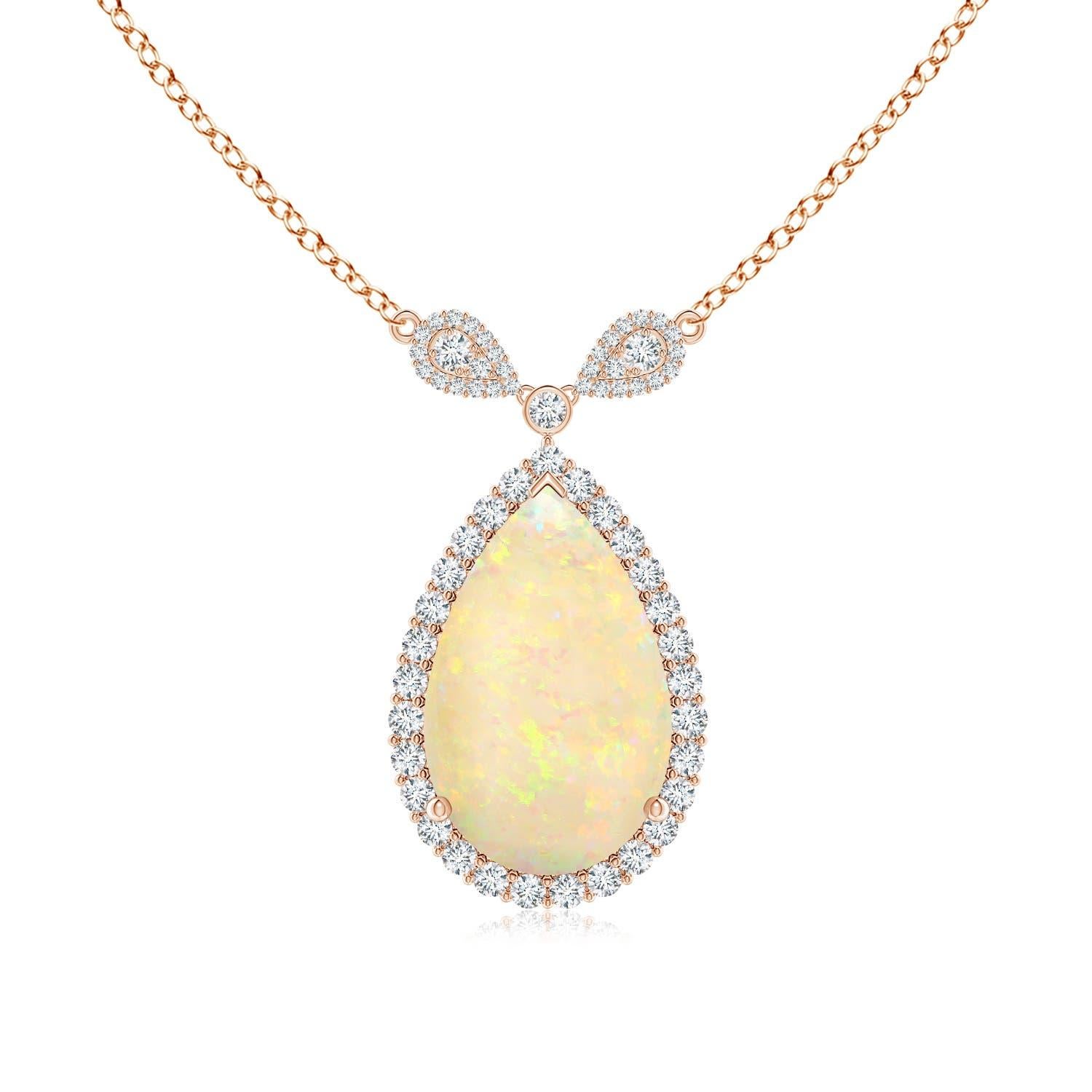 Angara Natural GIA zertifiziert birnenförmigen 7,81 ct Opal Halo-Anhänger in 14K Gold im Angebot 4