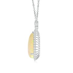 Angara Natural GIA Certified Pear-Shaped 7.81 ct Opal Halo Pendant in 14K Gold