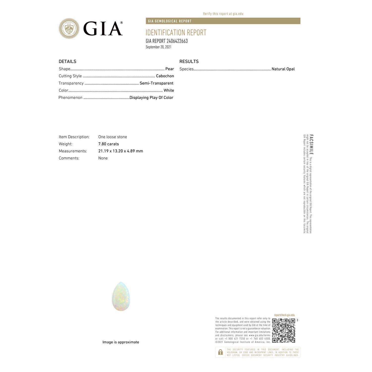 Angara Natural GIA zertifiziert birnenförmigen 7,81 ct Opal Halo-Anhänger in 14K Gold (Moderne) im Angebot