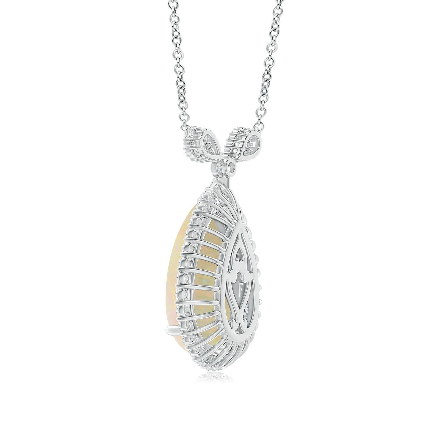 Angara Natural GIA zertifiziert birnenförmigen 7,81 ct Opal Halo-Anhänger in 14K Gold (Tropfenschliff) im Angebot