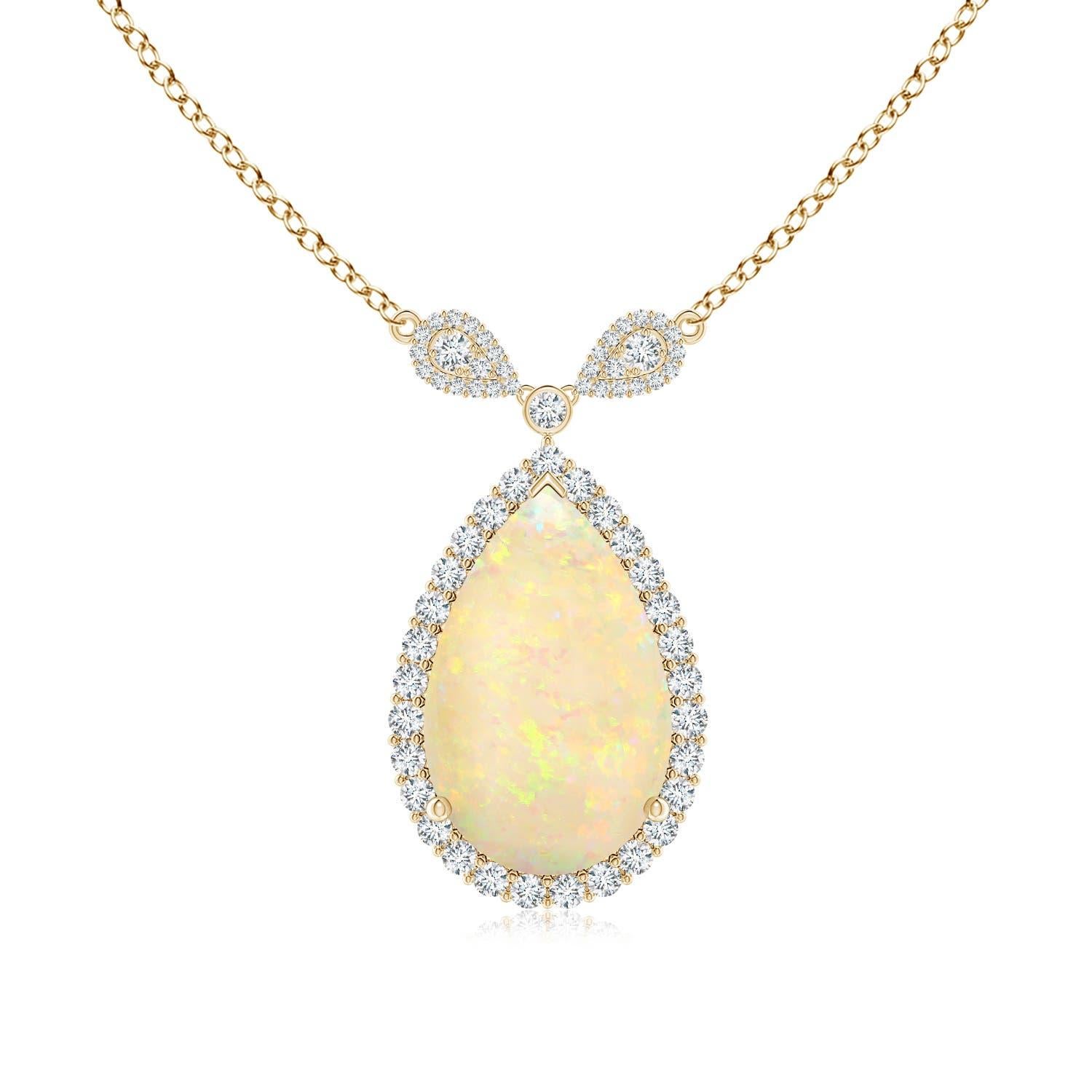 Angara Natural GIA zertifiziert birnenförmigen 7,81 ct Opal Halo-Anhänger in 14K Gold im Angebot 3
