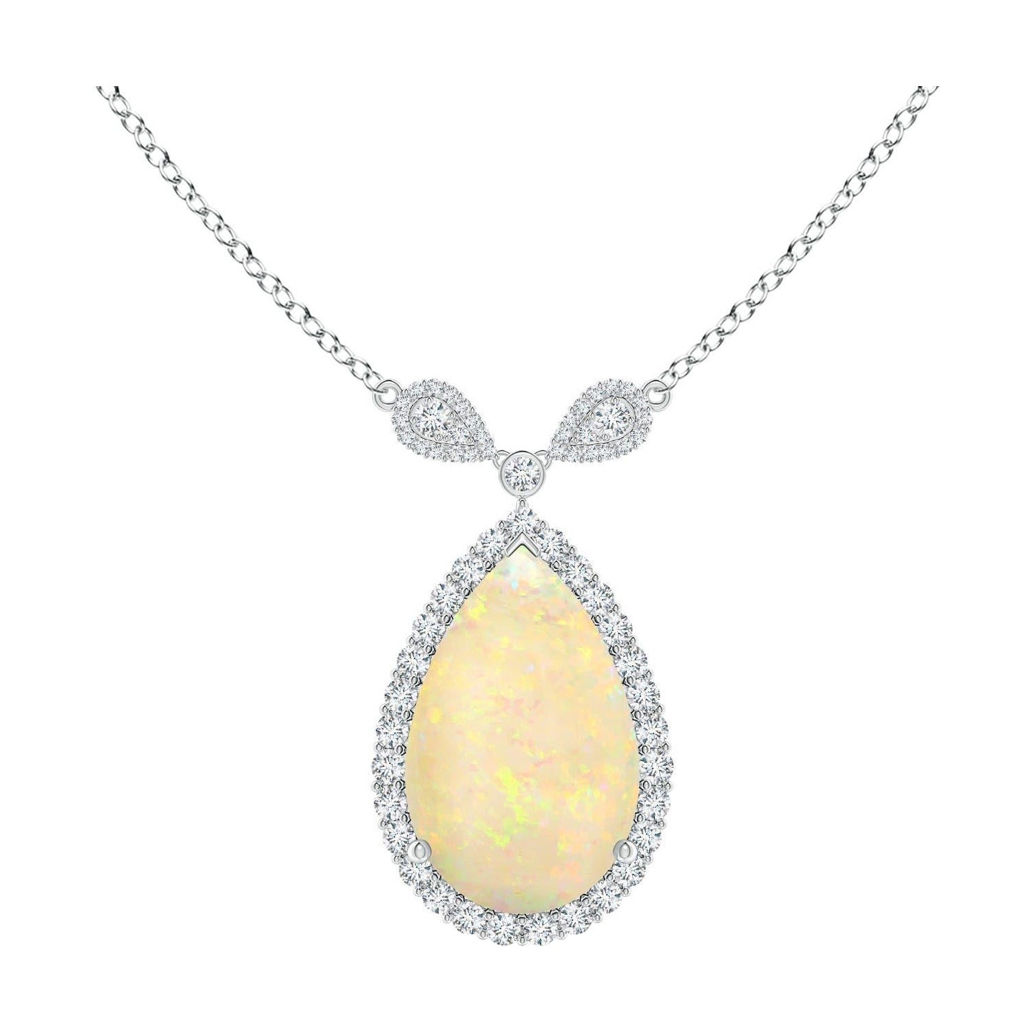 Angara Natural GIA zertifiziert birnenförmigen 7,81 ct Opal Halo-Anhänger in 14K Gold